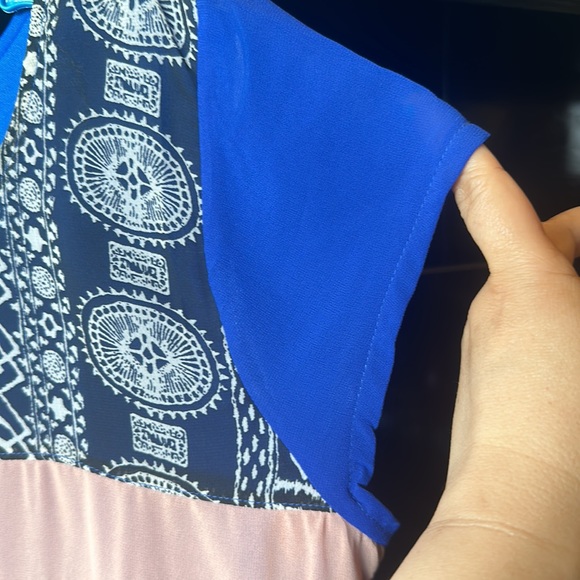 NWT Pure Chiffon dress with lining in a patchwork design &!funky sleeves! UK L - Picture 6 of 12